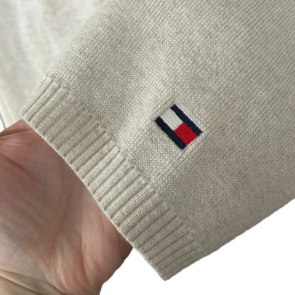 Tommy Hilfiger Men's Large 100% Cotton Heavyweight Cream Ribbed Pullover Vest - Picture 3 of 6